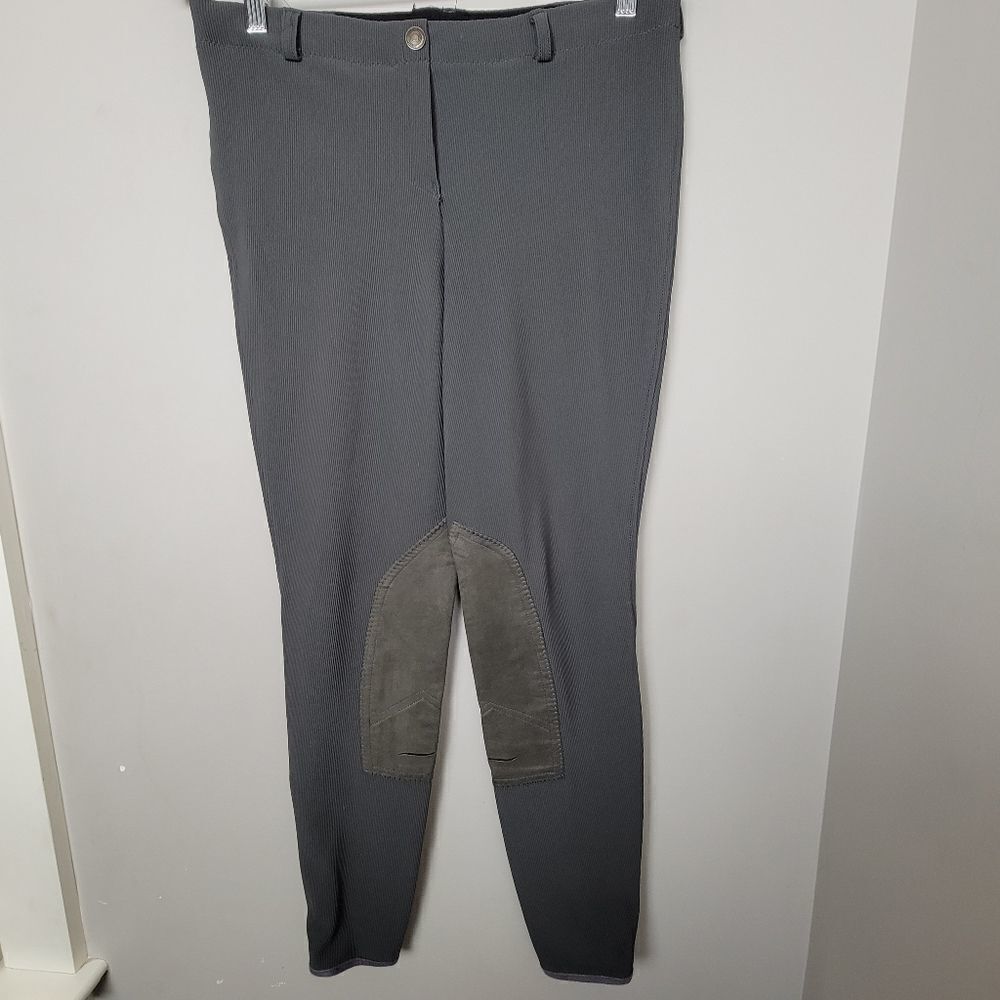 TuffRider Ladies Ribb Lowrise Pull On Riding Breeches Charcoal 28